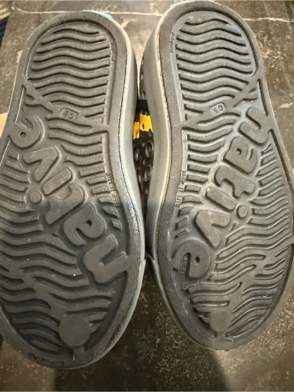 Native Jefferson Grey Slip-On Casual Shoes with Yellow Accent - Size C5